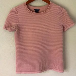 Ann Taylor Petite ribbed blush short sleeved top